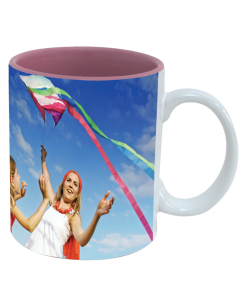 Tasse blanche – intérieure rose