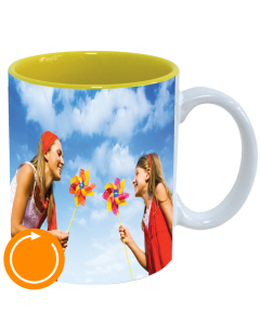 Tasse blanche – intérieure jaune (imprimé autour)