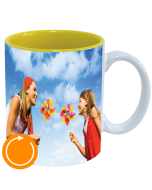 Tasse blanche – intérieure jaune (imprimé autour)
